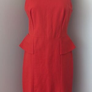 Banana Republic Vibrant Orangy Red Peplum Dress